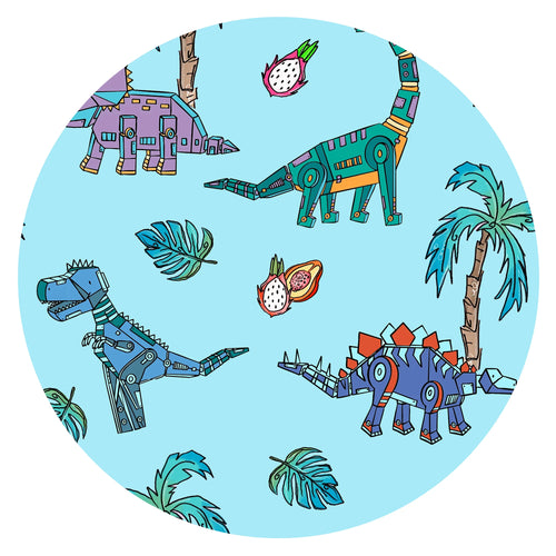 Mech Dino Tropical Bamboo Zipper Romper Pajamas