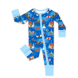 Christmas Western Barnyard Animals Bamboo Zipper Romper Pajamas