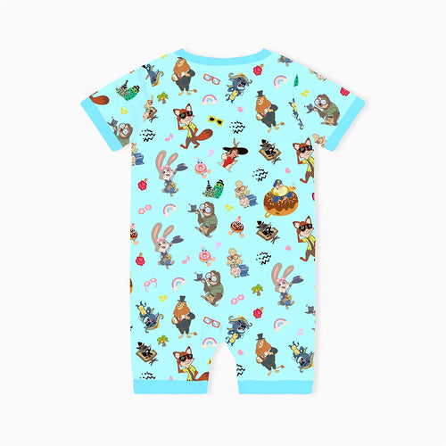 Crazy Zoo Dad&Me Blue Bamboo Family Short Matching Pajamas