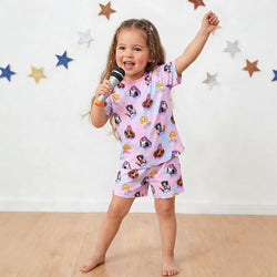 K-Pop Star Dreams and Sparkles Kids Bamboo Short Two-Piece Pajama Set