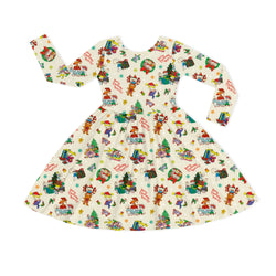 Christmas Naughty Playtime Cheer Kids Bamboo Long Sleeves Dress