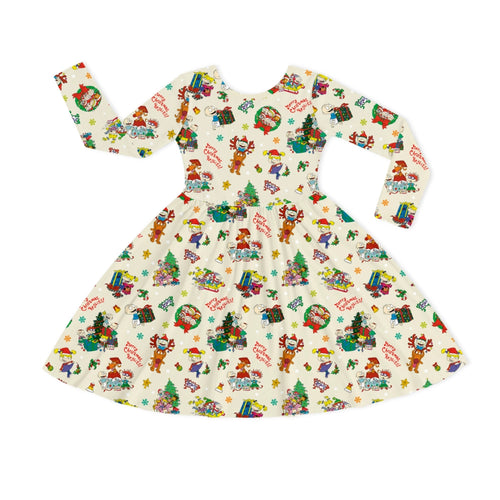 Christmas Naughty Playtime Cheer Kids Bamboo Long Sleeves Dress