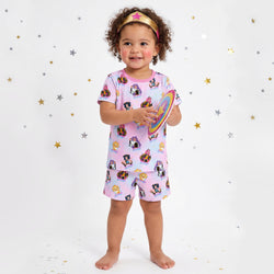 K-Pop Star Dreams and Sparkles Kids Bamboo Short Two-Piece Pajama Set