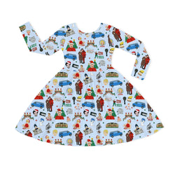 Christmas Home Defender and Gift Parade Kids Bamboo Long Sleeves Dress