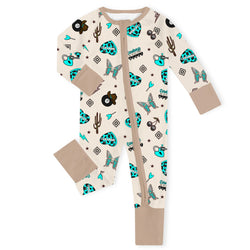 Turquoise Western Howdy Bamboo Zipper Romper Pajamas