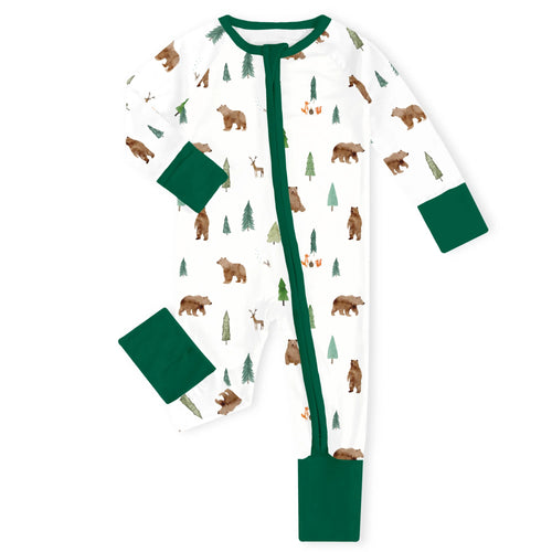 Cozy Woodland Friends Bamboo Zipper Romper Pajamas