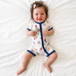 4th of July Ice Cream and Fireworks Short Bamboo Zippy Baby Romper