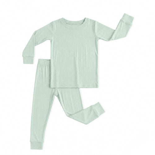 Sage Green Solid Kids Bamboo Two-Piece Pajama Set