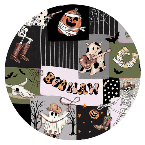 Halloween Western Cowboy Patchwork Bamboo Zipper Romper Pajamas