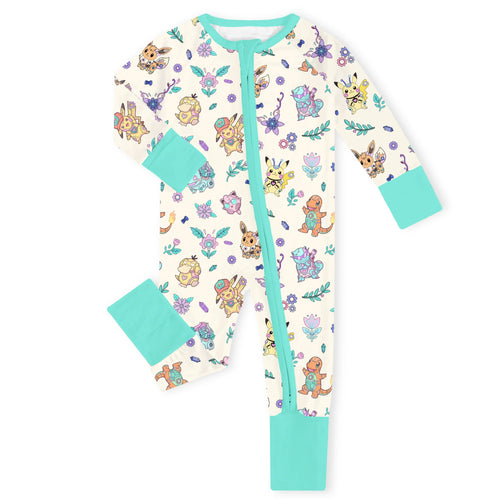 Gear & Friends Green Bamboo Zipper Romper Pajamas