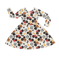 Smiley Car Parade Kids Bamboo Long Sleeves Dress