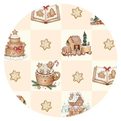 Christmas Gingerbread Village Peach Bamboo Zipper Romper Pajamas