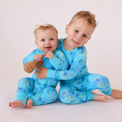 FancyPrince Colorful Fish Baby Bamboo Blue Zipper Romper Pajamas