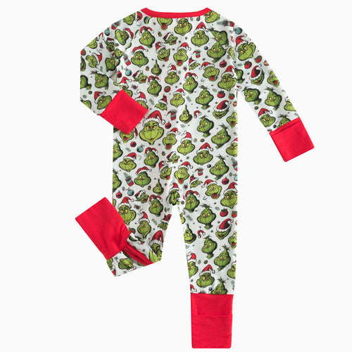 Today’s Deals Christmas Green Guy Christmas hat Bamboo Zipper Romper
