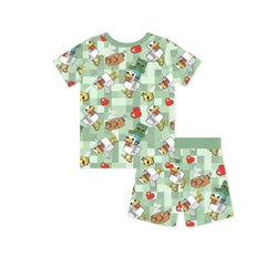 سباق Car Cartoon Kids Bamboo Short Pajama Set