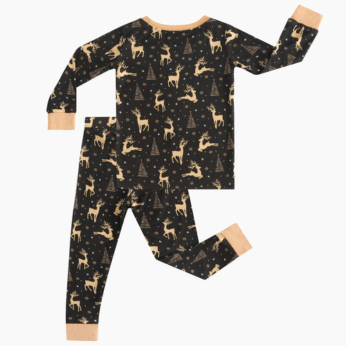 Christmas Tree Deer Kids Bamboo Gold 2 Pieces Pajama Set