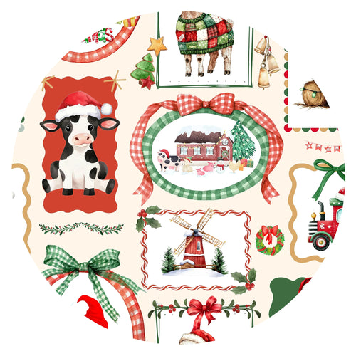 Christmas Farm Animal Bamboo Zipper Romper Pajamas