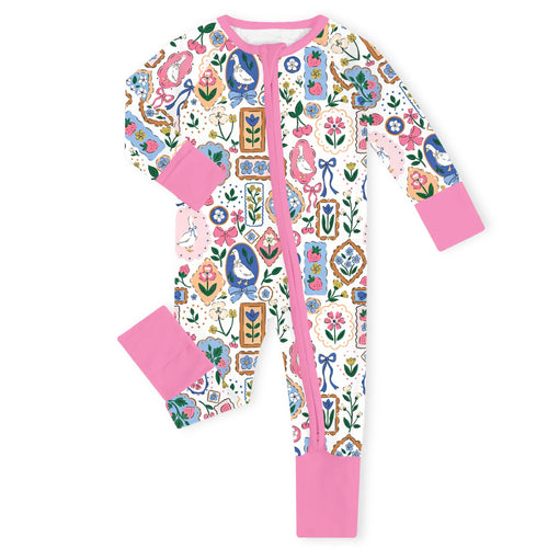 Vintage Goose Gallery  Pink Bamboo Zipper Romper Pajamas
