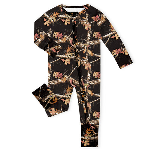 Autumn Woods Camo Bamboo Zipper Romper Pajamas