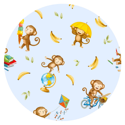 Curious Monkey Playtime Blue Bamboo Zipper Romper Pajamas