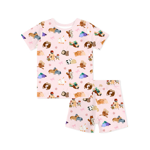 Mother's Day I Love Mom Kids Bamboo Short Two-Piece Pajama Set