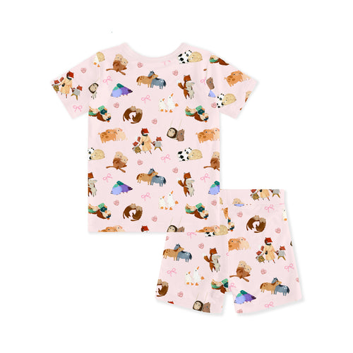 Mother's Day I Love Mom Kids Bamboo Short Two-Piece Pajama Set