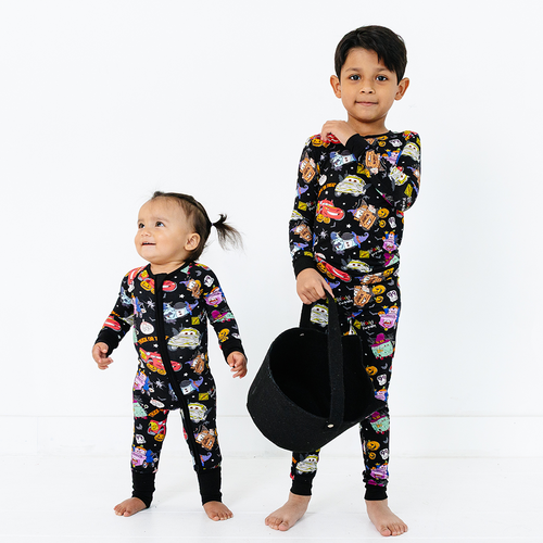 Halloween Car Pumpkin Baby Bamboo Zipper Romper Pajamas