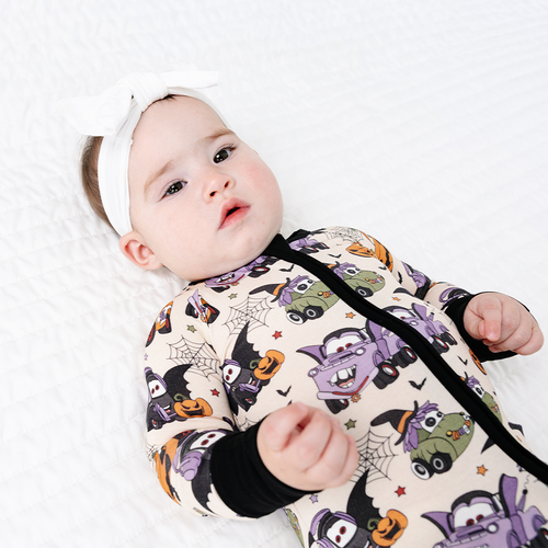 Halloween Car Baby Bamboo Zipper Romper Pajamas