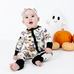 Halloween Space Cowboys and Aliens Baby Bamboo Zipper Romper Pajamas