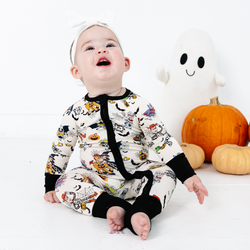 Halloween Space Cowboys and Aliens Baby Bamboo Zipper Romper Pajamas