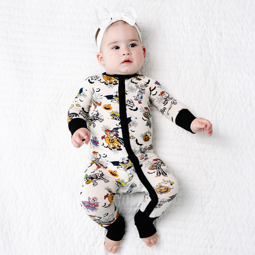 Halloween Space Cowboys and Aliens Baby Bamboo Zipper Romper Pajamas