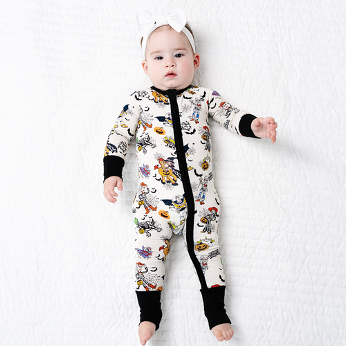 Halloween Space Cowboys and Aliens Baby Bamboo Zipper Romper Pajamas
