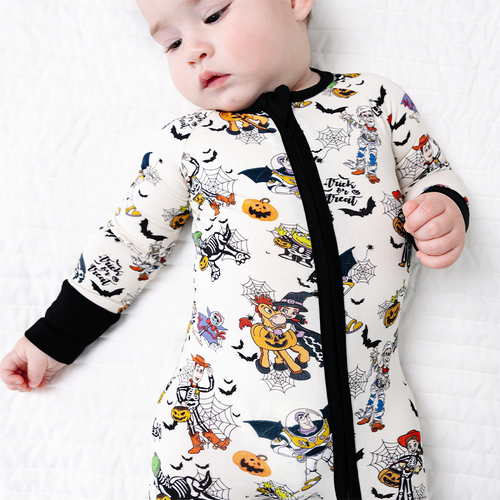 Halloween Space Cowboys and Aliens Baby Bamboo Zipper Romper Pajamas