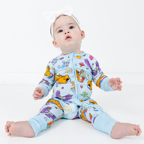 Bear Summer Beach Baby Bamboo Zipper Romper Pajamas