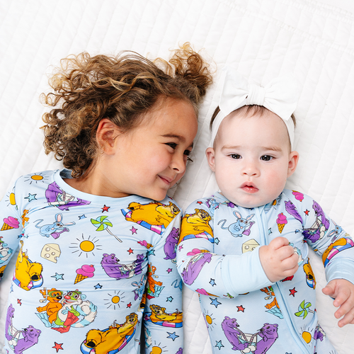 Bear Summer Beach Baby Bamboo Zipper Romper Pajamas