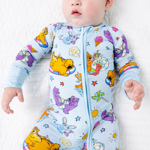 Bear Summer Beach Baby Bamboo Zipper Romper Pajamas