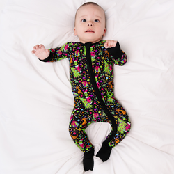 Christmas Tree Green Face Gift Baby Bamboo Zipper Romper Pajamas