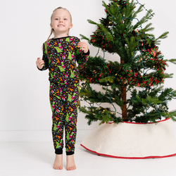 Christmas Tree Green Face Gift Kids Bamboo Two-Piece Pajama Set