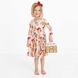 Christmas Pink Princess Kids Bamboo Long Sleeves Dress
