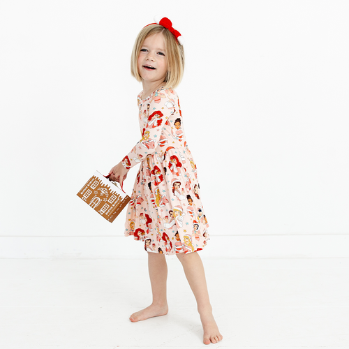 Christmas Pink Princess Kids Bamboo Long Sleeves Dress