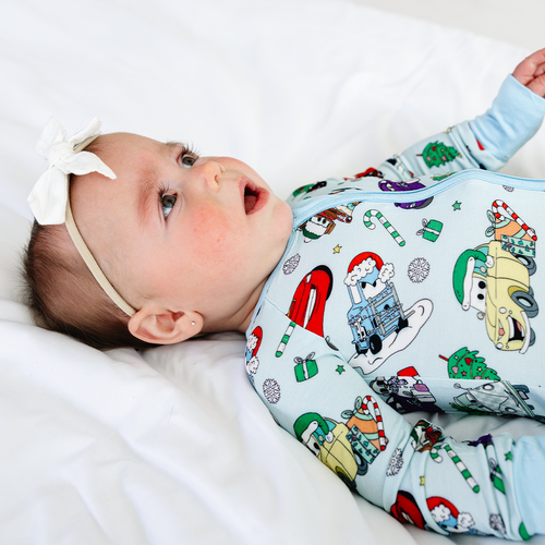 Christmas Car and Gifts Fun Baby Bamboo Zipper Romper Pajamas
