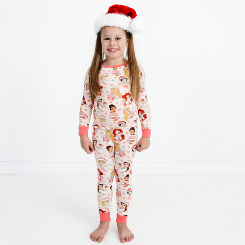 Christmas Pink Princess Kids Bamboo Two-Piece Pajama Set