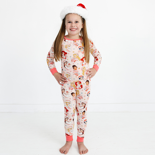 Christmas Pink Princess Kids Bamboo Two-Piece Pajama Set