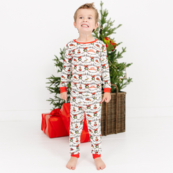 Christmas Green Face Cheer Kids Bamboo Two-Piece Pajama Set