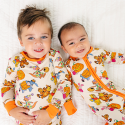 Halloween Bear and Friends Pumpkin Baby Bamboo Zipper Romper Pajamas