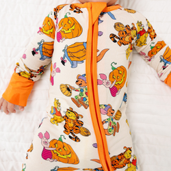 Halloween Bear and Friends Pumpkin Baby Bamboo Zipper Romper Pajamas