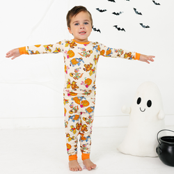 Halloween Bear and Friends Pumpkin Kids Bamboo Two-Piece Pajama Set