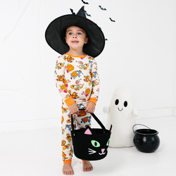 Halloween Bear and Friends Pumpkin Kids Bamboo Two-Piece Pajama Set