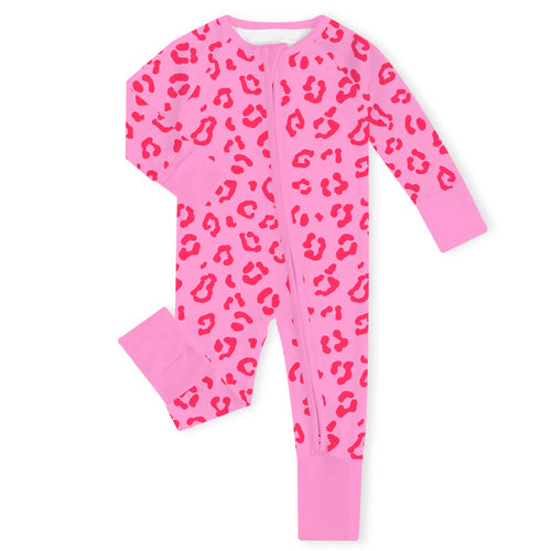 Wild Sweetness Hot Pink Bamboo Zipper Romper Pajamas