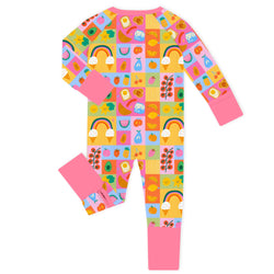 Rainbow Morning Bamboo Zipper Romper Pajamas